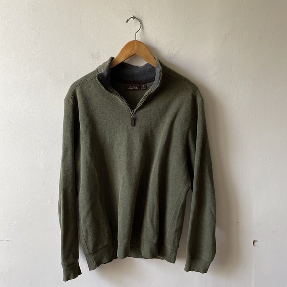 Tasso Elba Green Medium 1/4 Zip Pullover Sweatshirt Sweater Long Sleeve - Picture 1 of 9